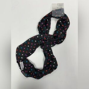 Mademoiselle Black Infinity Scarf with Polka Dots